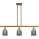 Ballston Small Bell 3 Light 36 inch Brushed Brass Island Light Ceiling Light in Plated Smoke Glass