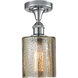 Edison Cobbleskill 1 Light 5 inch Brushed Satin Nickel Semi-Flush Mount Ceiling Light in Matte White Glass
