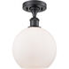 Ballston Athens 1 Light 8 inch Matte Black Semi-Flush Mount Ceiling Light in Matte White Glass, Ballston