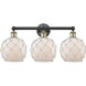 Edison Farmhouse Rope 3 Light 26 inch Black Antique Brass Bath Vanity Light Wall Light in White Glass with White Rope