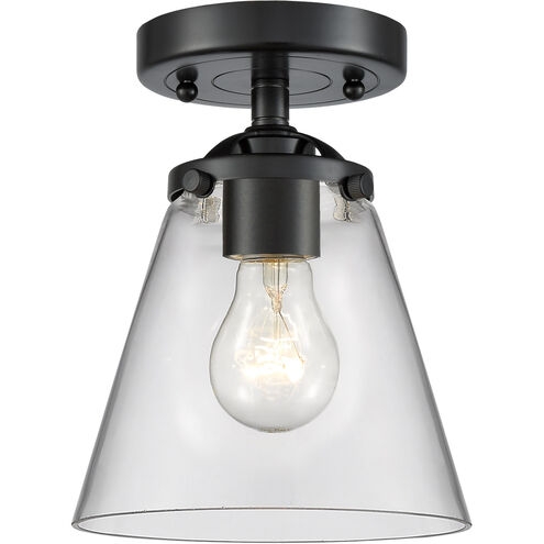 Nouveau Small Cone LED 6 inch Oil Rubbed Bronze Semi-Flush Mount Ceiling Light in Clear Glass, Nouveau