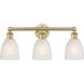 Brookfield 3 Light 23.75 inch Brushed Brass Bath Vanity Light Wall Light in White