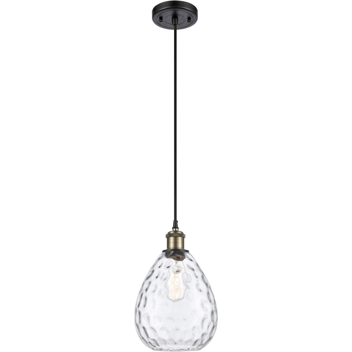 Ballston Large Waverly 1 Light 8 inch Black Antique Brass Mini Pendant Ceiling Light, Ballston