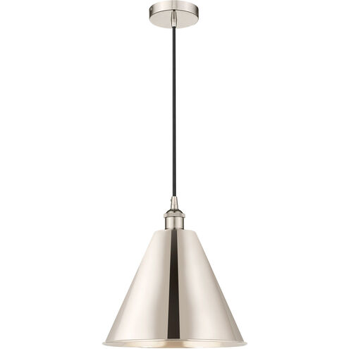 Edison Cone 1 Light 12 inch Polished Nickel Mini Pendant Ceiling Light