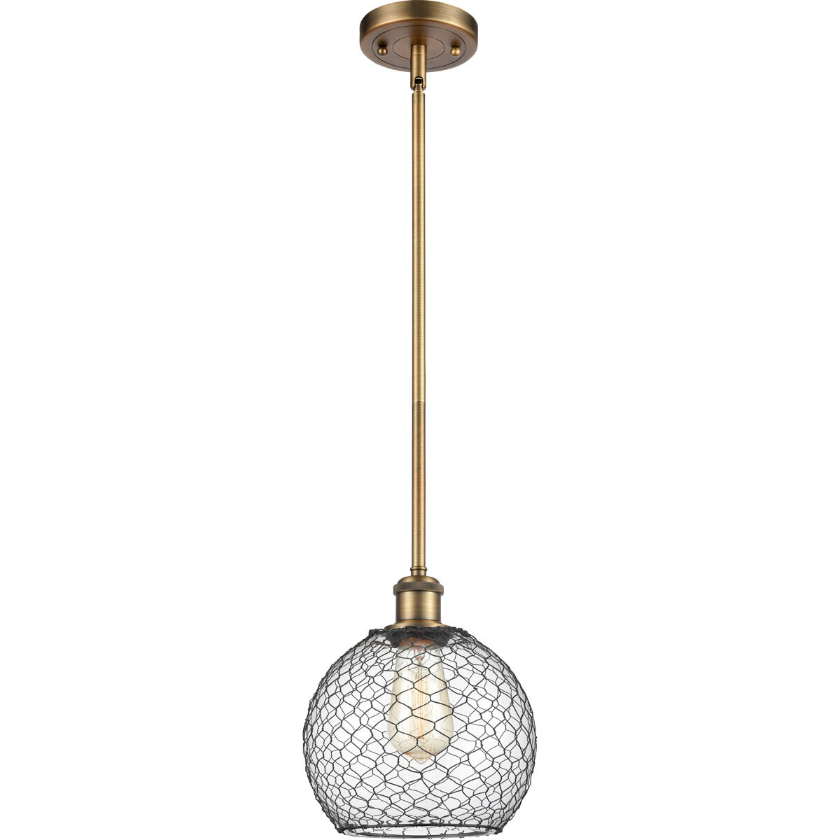 Ballston Farmhouse Chicken Wire 1 Light 8 inch Brushed Brass Pendant Ceiling Light, Ballston