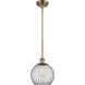 Ballston Farmhouse Chicken Wire 1 Light 8 inch Brushed Brass Pendant Ceiling Light, Ballston