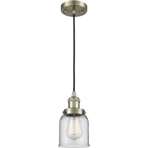 Franklin Restoration Bell 1 Light 5 inch Antique Brass Mini Pendant Ceiling Light in Incandescent, Clear, Franklin Restoration