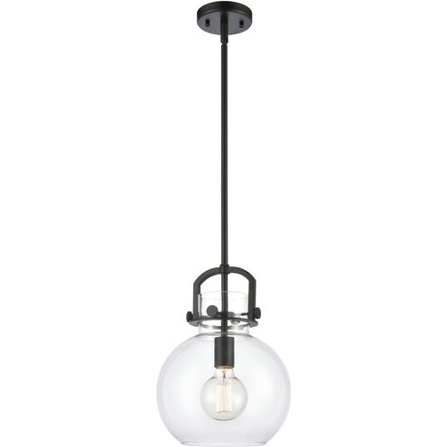 Newton Sphere 1 Light 10 inch Matte Black Mini Pendant Ceiling Light in Clear Glass