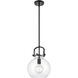 Newton Sphere 1 Light 10 inch Matte Black Mini Pendant Ceiling Light in Clear Glass