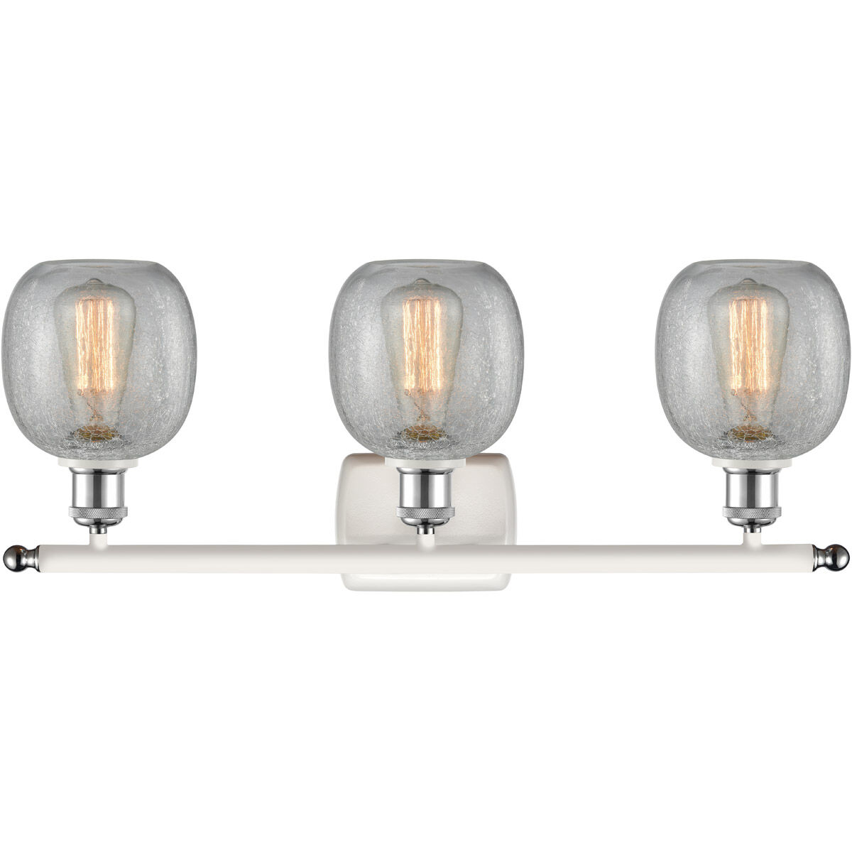 Ballston Belfast 3 Light 26 inch White and Polished Chrome Bath Vanity Light Wall Light in Clear Crackle Glass, Ballston