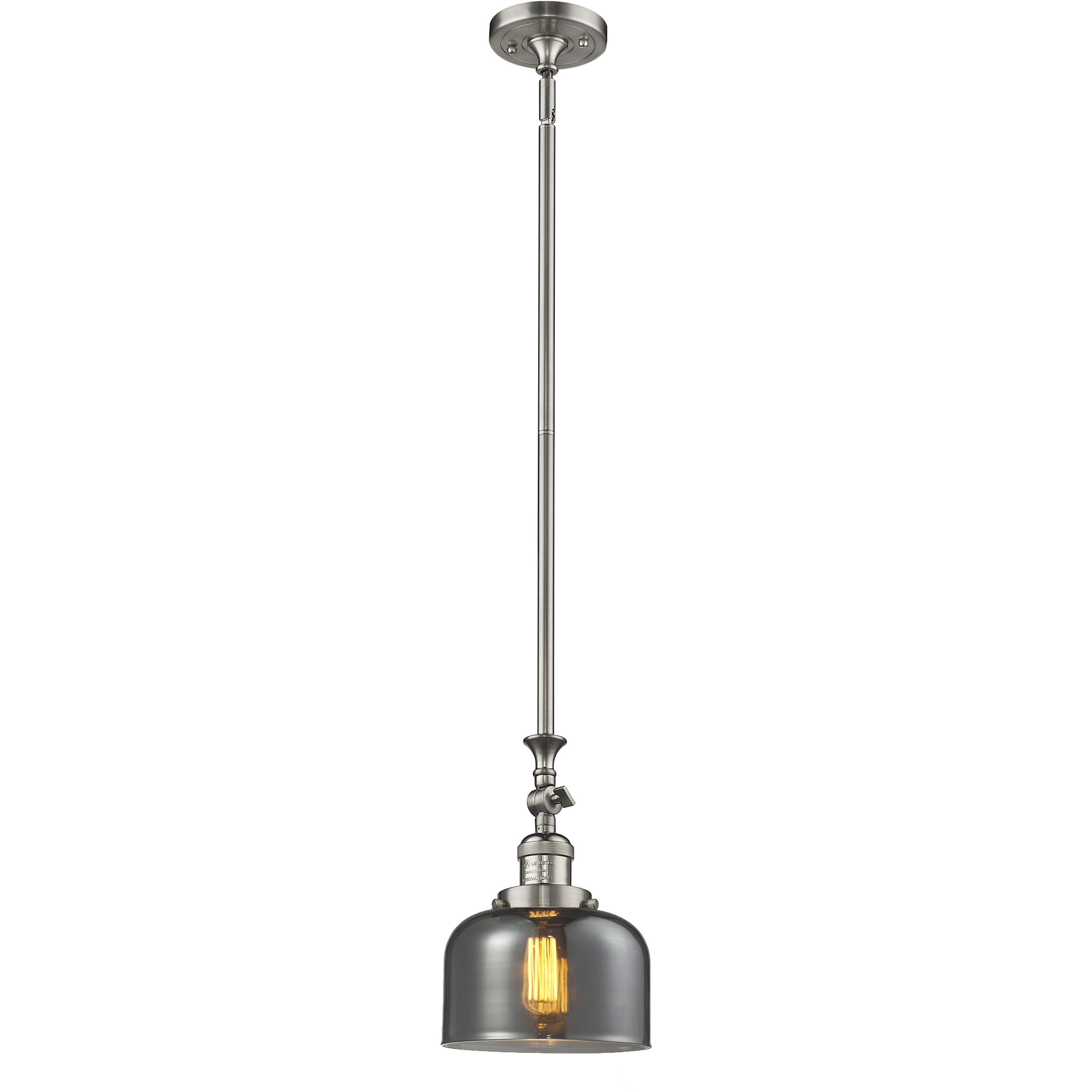 Franklin Restoration Bell LED 8 inch Brushed Satin Nickel Mini Pendant Ceiling Light in Plated Smoke, Franklin Restoration