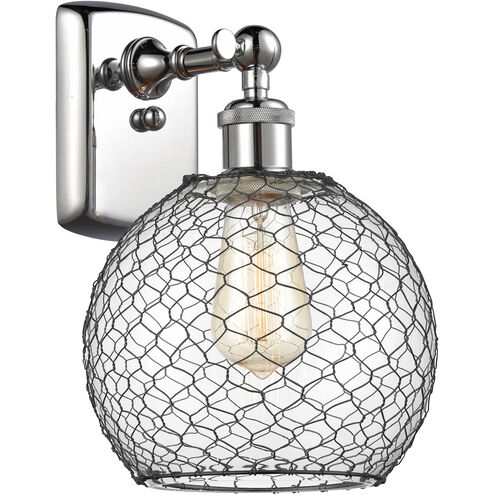 Ballston Farmhouse Chicken Wire 1 Light 8 inch Polished Chrome Sconce Wall Light, Ballston