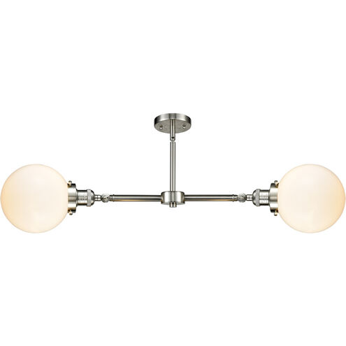 Franklin Restoration Large Beacon LED 25 inch Brushed Satin Nickel Chandelier Ceiling Light in Matte White Glass, Franklin Restoration
