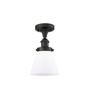 Ballston Small Cone 1 Light 6 inch Oil Rubbed Bronze Semi-Flush Mount Ceiling Light in Matte White Glass, Ballston