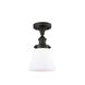 Ballston Small Cone 1 Light 6 inch Oil Rubbed Bronze Semi-Flush Mount Ceiling Light in Matte White Glass, Ballston