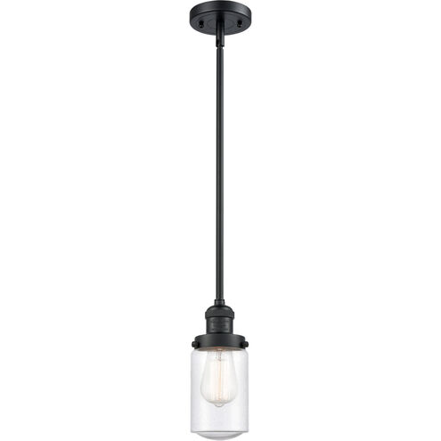 Franklin Restoration Dover LED 5 inch Matte Black Mini Pendant Ceiling Light in Seedy Glass, Franklin Restoration