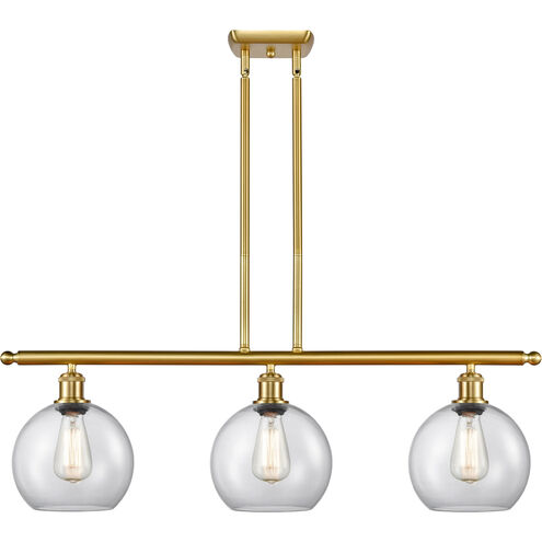 Ballston Athens LED 36 inch Satin Gold Island Light Ceiling Light in Clear Glass, Ballston