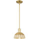 Natural Ballston Dome 1 Light 7.5 inch Satin Gold Mini Pendant Ceiling Light
