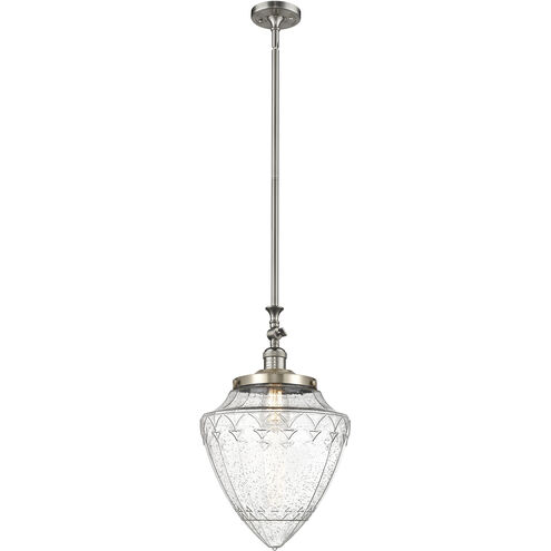 Franklin Restoration Bullet 1 Light 12 inch Brushed Satin Nickel Mini Pendant Ceiling Light in Incandescent, Seedy