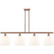 Ballston Ballston Dome 4 Light 48 inch Antique Copper Island Light Ceiling Light in Matte White Glass