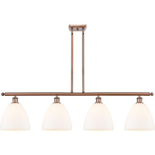 Ballston Ballston Dome 4 Light 48 inch Antique Copper Island Light Ceiling Light in Matte White Glass