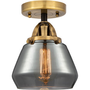 Nouveau 2 Fulton 1 Light 7 inch Black Antique Brass and Matte Black Semi-Flush Mount Ceiling Light in Plated Smoke Glass