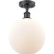 Edison Athens 1 Light 10 inch Matte Black Semi-Flush Mount Ceiling Light in Matte White Glass