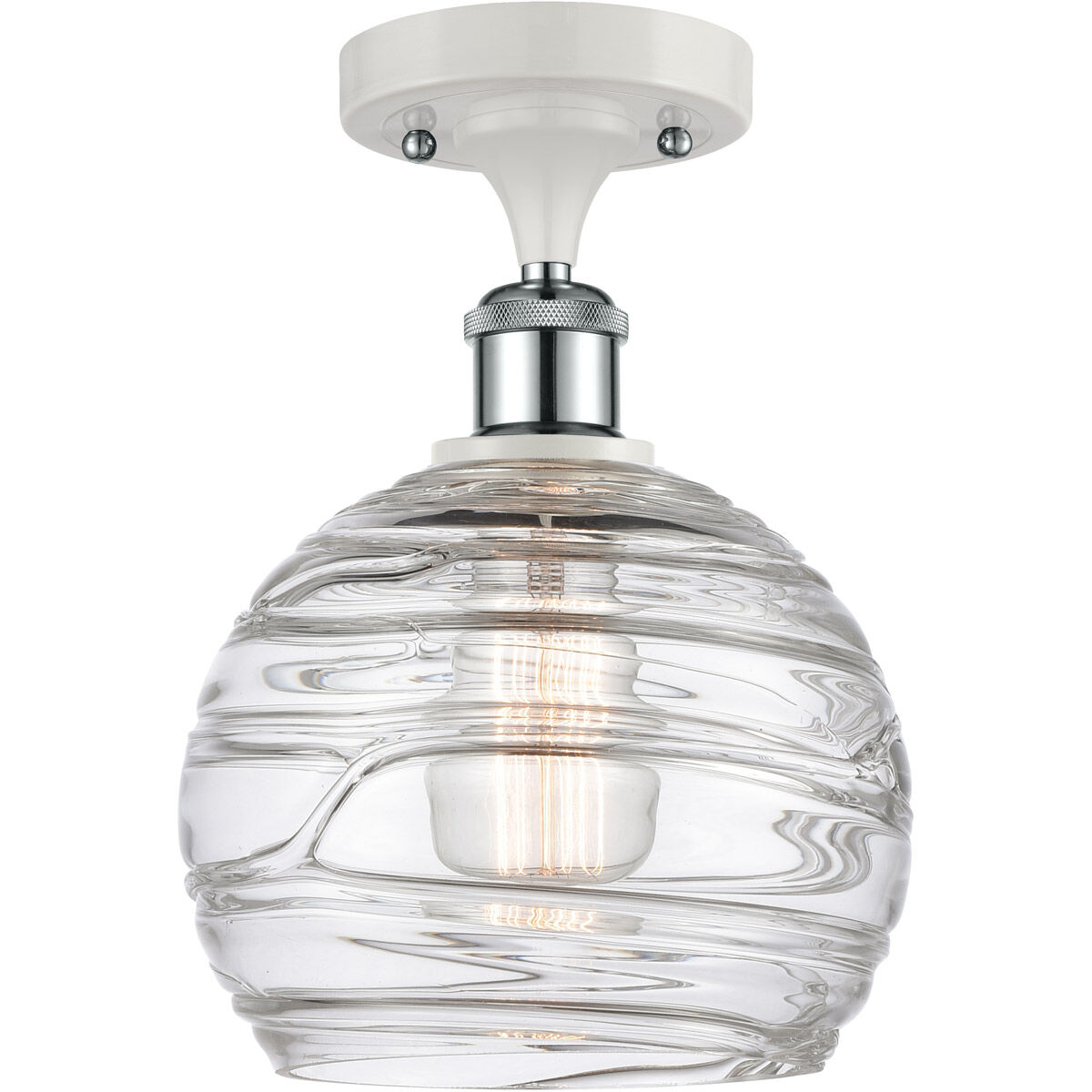 Ballston Deco Swirl LED 8 inch White and Polished Chrome Semi-Flush Mount Ceiling Light, Ballston