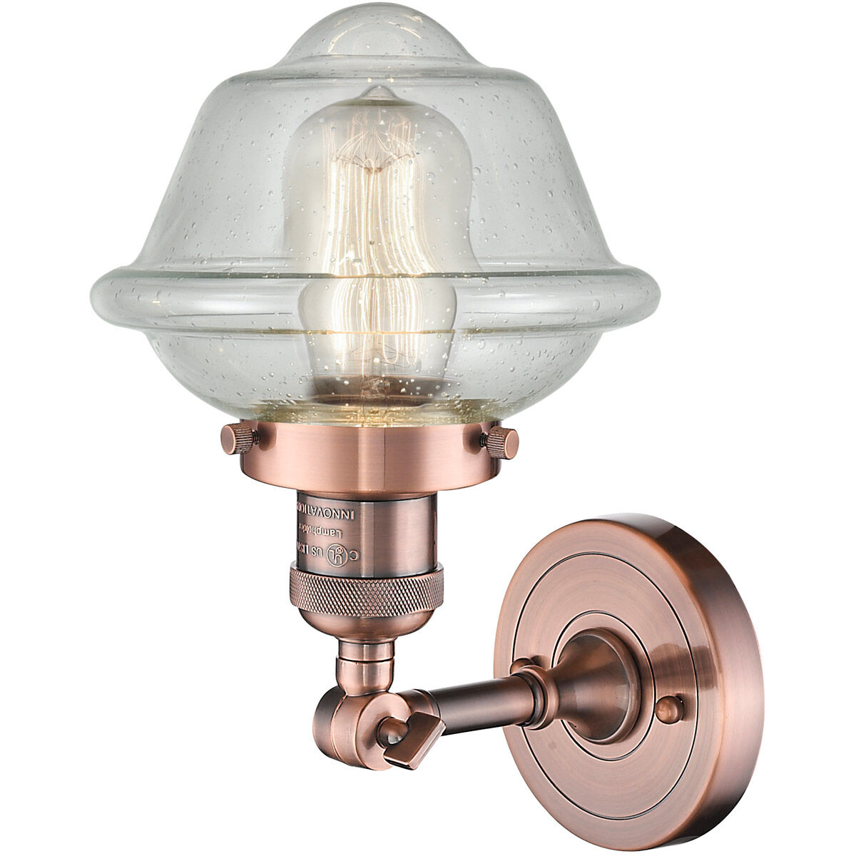 Franklin Restoration Small Oxford LED 7.5 inch Antique Copper Sconce Wall Light in Seedy Glass, Franklin Restoration