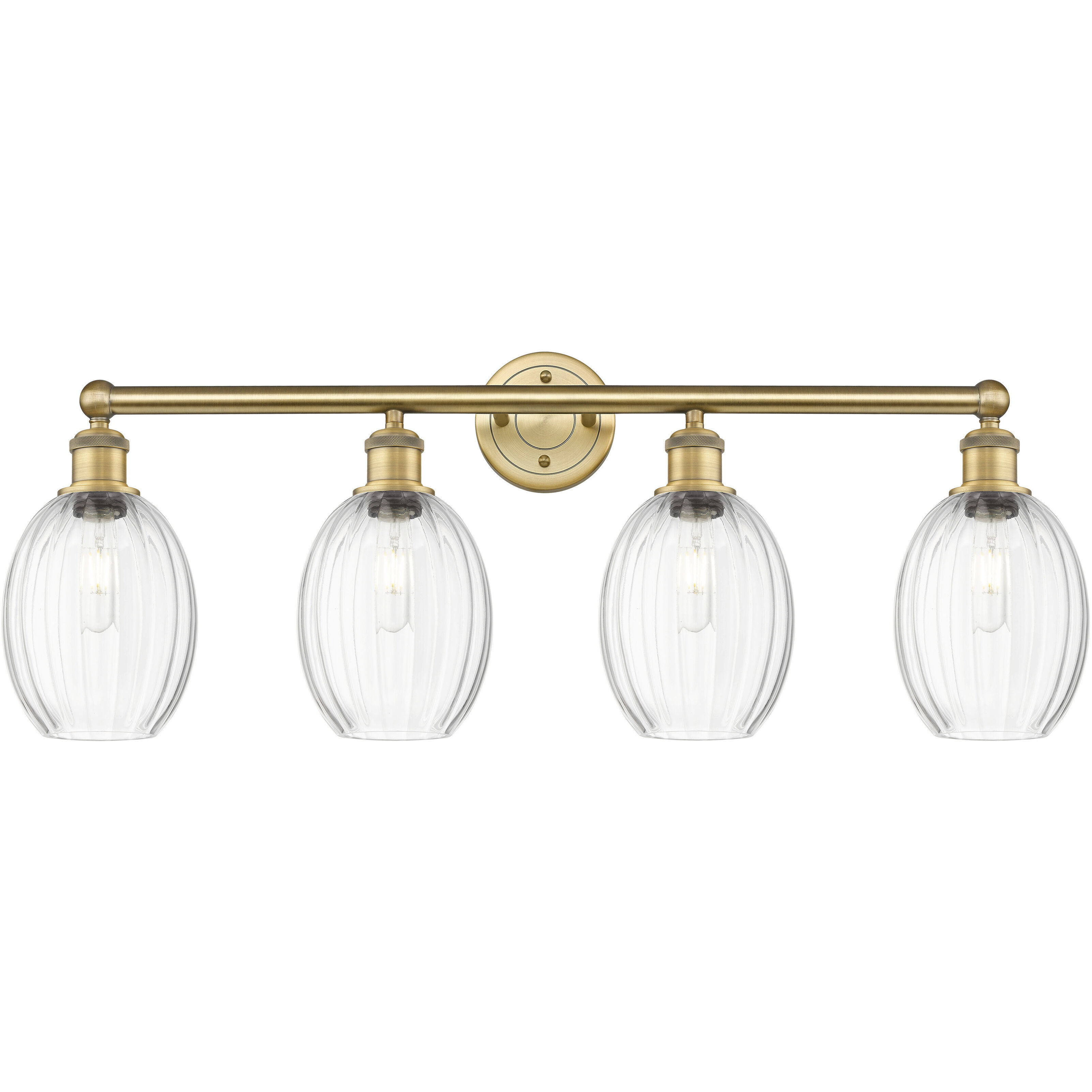 Edison Preston 4 Light 33.25 inch Brushed Brass Bath Vanity Light Wall Light in Clear