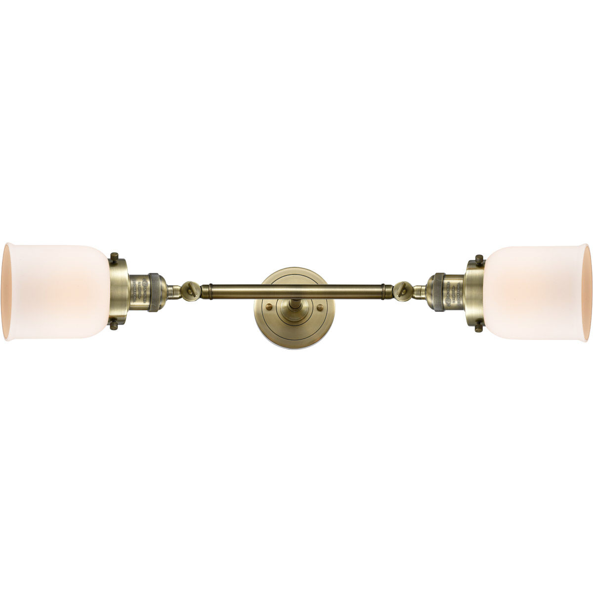 Franklin Restoration Small Bell LED 16 inch Antique Brass Bath Vanity Light Wall Light in Matte White Glass, Franklin Restoration