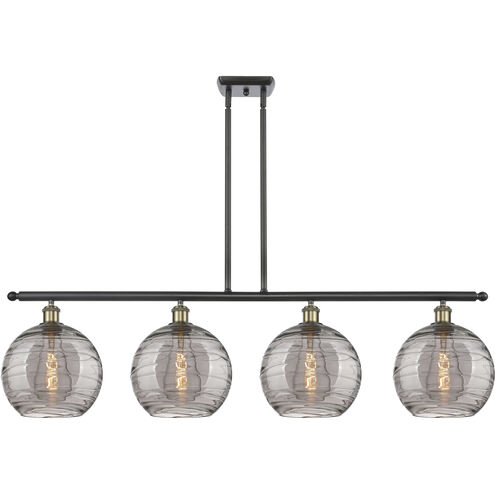 Ballston Athens Deco Swirl 4 Light 48.25 inch Black Antique Brass Stem Hung Island Light Ceiling Light