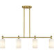 Crown Point 4 Light 43.75 inch Brushed Brass Island Light Ceiling Light in Matte White Glass