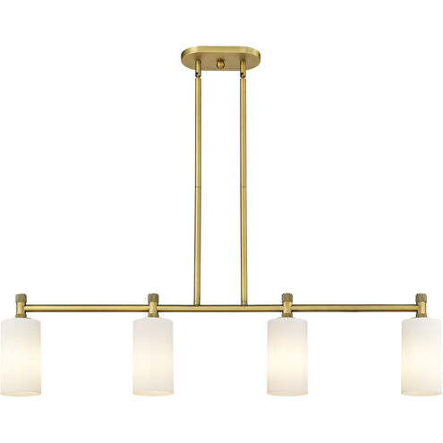 Crown Point 4 Light 43.75 inch Brushed Brass Island Light Ceiling Light in Matte White Glass