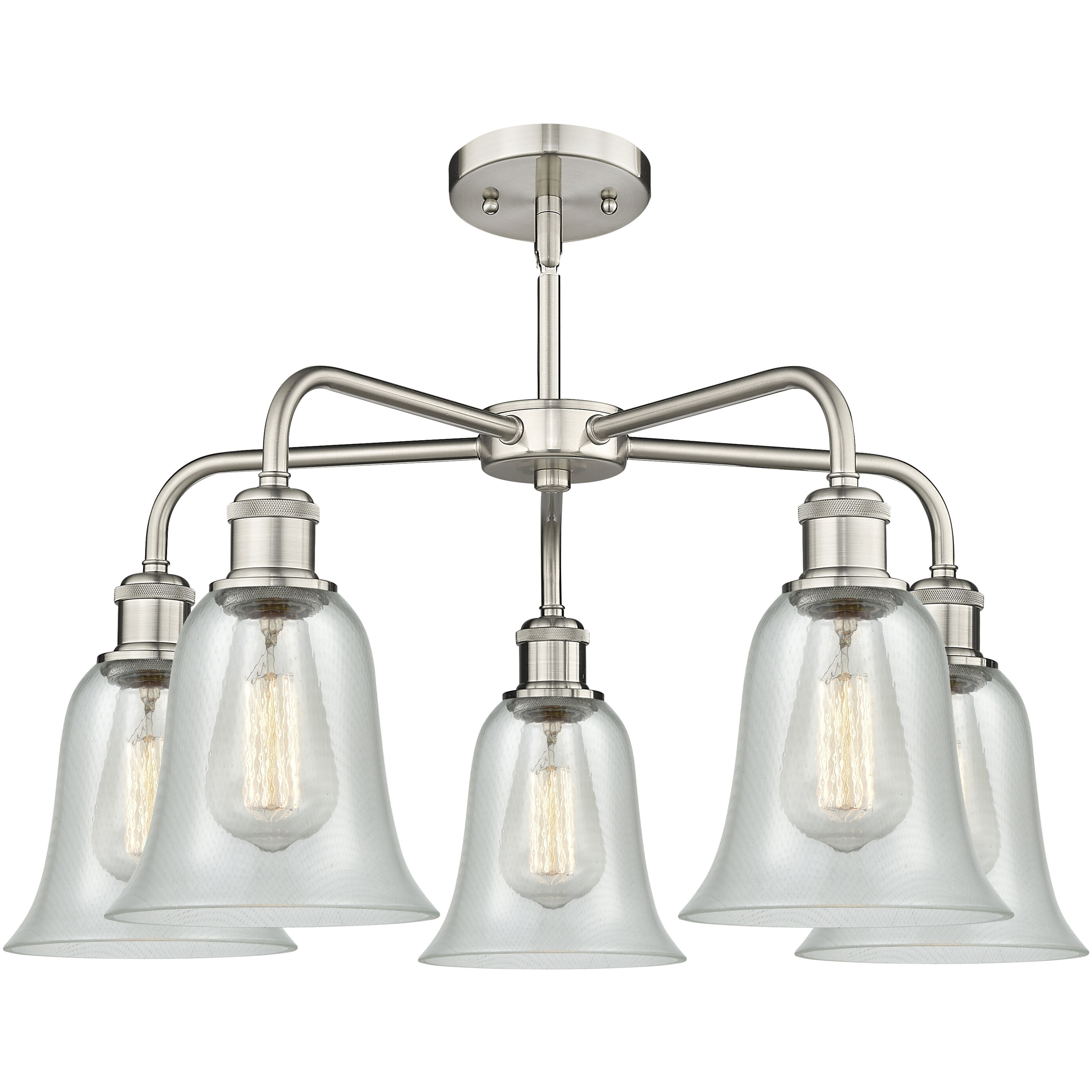 Hanover 5 Light 24.25 inch Satin Nickel Chandelier Ceiling Light in Fishnet