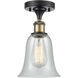 Ballston Hanover LED 6.25 inch Black Antique Brass Semi-Flush Mount Ceiling Light in Fishnet Glass, Ballston