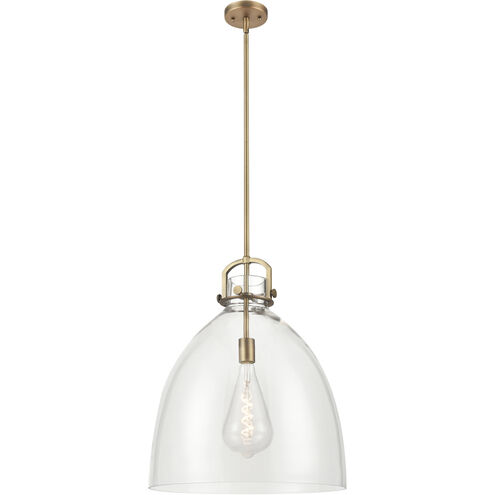 Downtown Urban Newton Bell 1 Light 18 inch Brushed Brass Pendant Ceiling Light in Clear