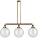 Franklin Restoration XX-Large Beacon 3 Light 44 inch Brushed Brass Island Light Ceiling Light in Seedy Glass, Franklin Restoration