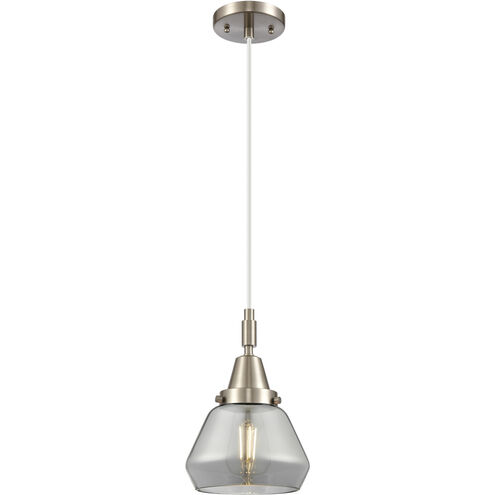 Downtown Urban Fulton 1 Light 7 inch Brushed Satin Nickel Mini Pendant Ceiling Light in Light Smoke Glass