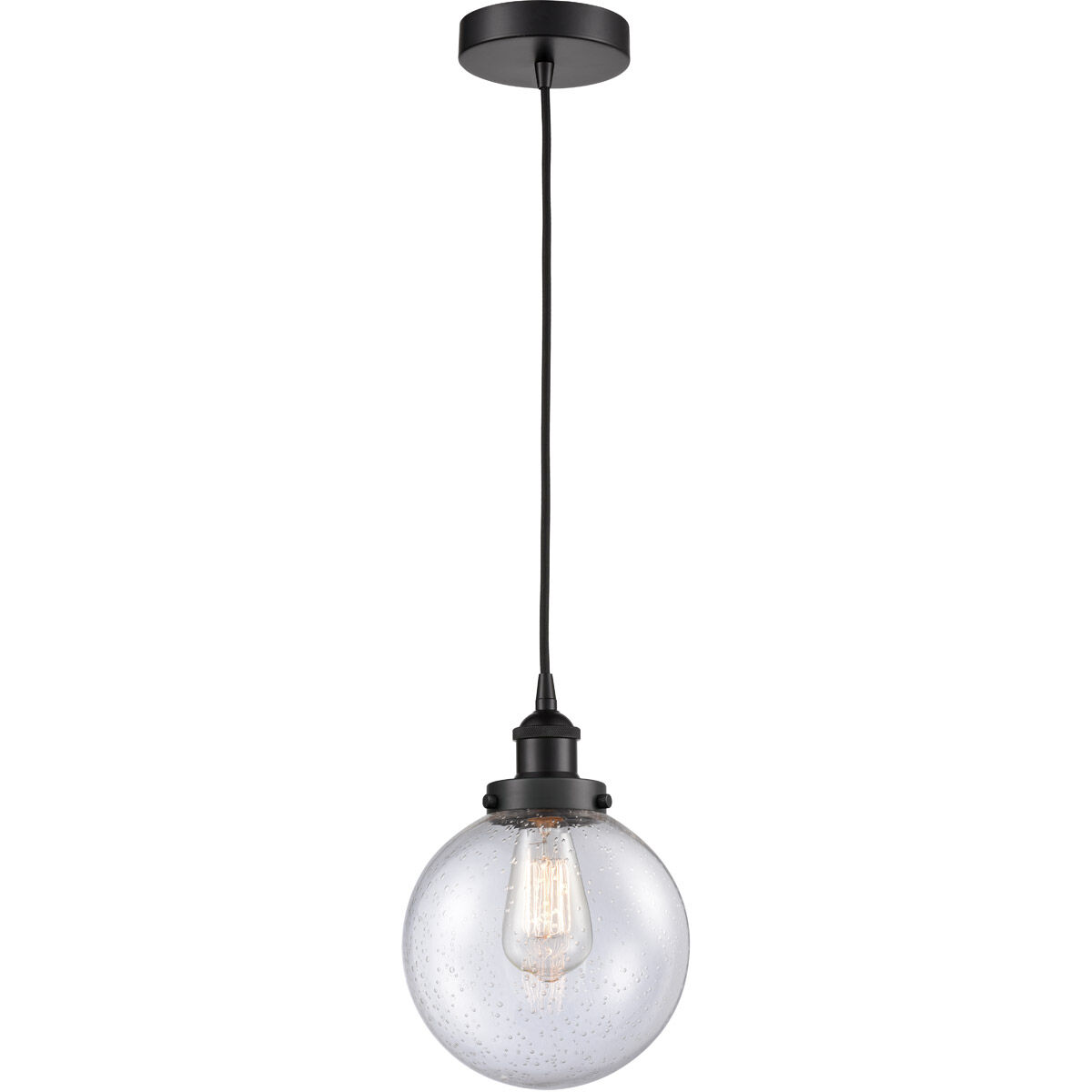Edison Beacon 1 Light 8 inch Matte Black Mini Pendant Ceiling Light