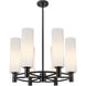 Crown Point 6 Light 24 inch Matte Black Chandelier Ceiling Light in Matte White Glass