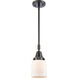 Franklin Restoration Small Bell 1 Light 5 inch Matte Black Mini Pendant Ceiling Light in Matte White Glass