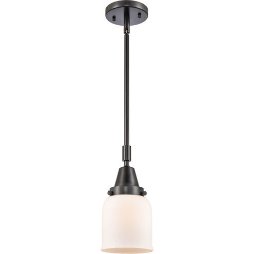 Franklin Restoration Small Bell 1 Light 5 inch Matte Black Mini Pendant Ceiling Light in Matte White Glass