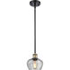 Ballston Fenton LED 7 inch Black Antique Brass Pendant Ceiling Light in Clear Glass, Ballston