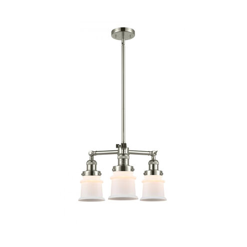 Franklin Restoration Small Canton 3 Light 18 inch Polished Nickel Chandelier Ceiling Light in Matte White Glass, Franklin Restoration