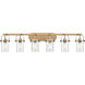 Pilaster II Cylinder 6 Light 43.88 inch Brushed Brass Bath Vanity Light Wall Light in Deco Swirl Glass