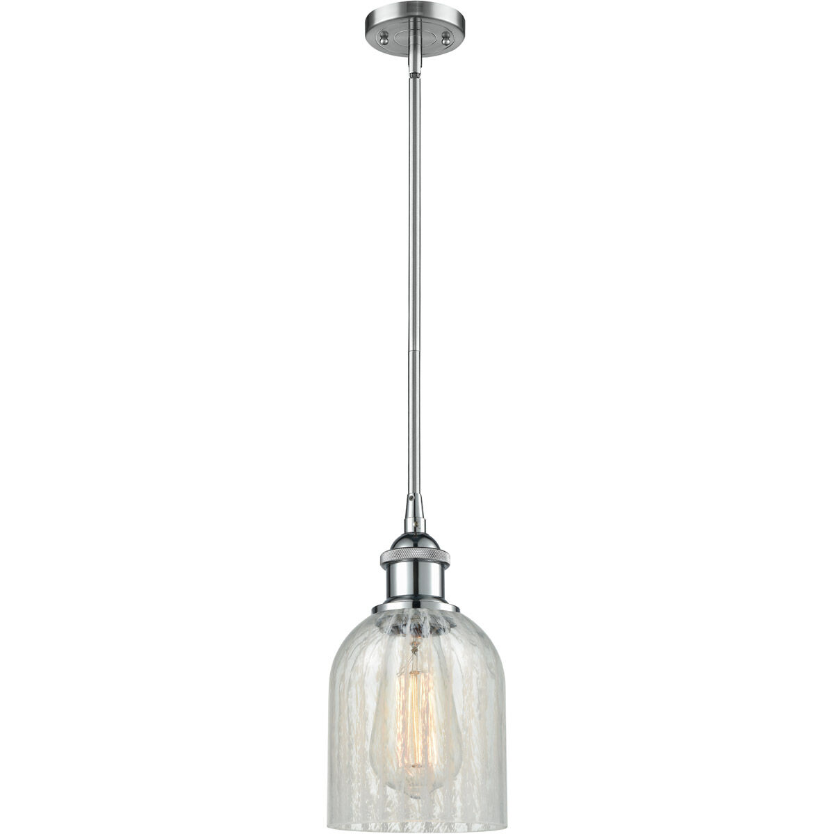 Ballston Caledonia LED 5 inch Polished Chrome Pendant Ceiling Light in Mouchette Glass, Ballston