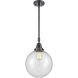 Franklin Restoration Beacon LED 10 inch Matte Black Mini Pendant Ceiling Light in Seedy Glass