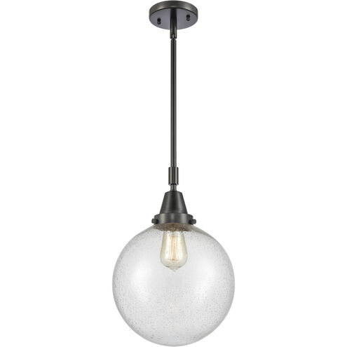 Franklin Restoration Beacon LED 10 inch Matte Black Mini Pendant Ceiling Light in Seedy Glass