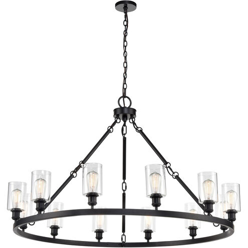 Ballston Saloon LED 50 inch Matte Black Chandelier Ceiling Light in Clear Glass